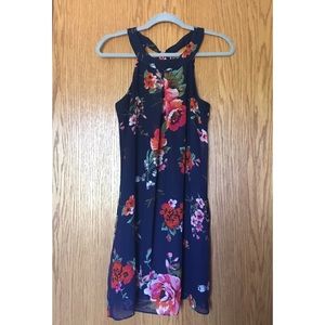 Navy floral shift dress